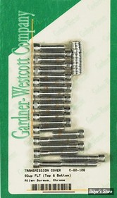 DOC A / PIÈCE N° 24A / 24B - KIT VISSERIE DE CARTER INFERIEUR ET SUPERIEUR DE BOITE - TOURING 93/98  - CHROME - GARDNER WESCOTT 