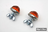 REFLECTEUR / CATADIOPTRE -Ø 25.40 MM - V-TWIN - GLASS LICENSE PLATE REFLECTORS SET - COULEUR : ORANGE
