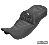 SELLE DUO SADDLEMEN - ROADSOFA LATICE STICH - Extended Reach - CARBON FIBER - TOURING 08/25 - NOIR/COUTURES BLANCHES - 808-07B-20706