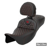 - SELLE SADDLEMEN - ROADSOFA™ HC - EXTENTED REACH SEAT - TOURING 08UP - NOIR / COUTURES : ROUGE - AVEC DOSSIER - 808-07B-190B4