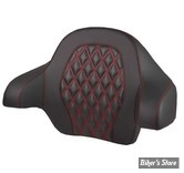 DOSSIER DE TOUR PACK - KING - TOURING 14UP - SADDLEMEN - Roadsofa™ LATTICE STITCH Tour Pack Backrest Pad - FIBRE DE CARBONE - NOIR  / COUTURES : ROUGES - 814-07-20704