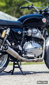 ECHAPPEMENT - ROYAL ENFIELD 650 TWIN - 2 EN 1 - S&S - Qualifier 2-1 50 State Exhaust System - INOX - EMBOUTS : NOIR - 550-1029