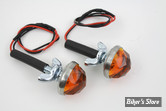REFLECTEUR / CATADIOPTRE -Ø 25.40 MM - V-TWIN - GLASS LICENSE PLATE REFLECTORS SET - COULEUR : ORANGE - AVEC ECLAIRAGE LED