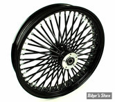 16 x 3.50 - ROUE AVANT 52 RAYONS - FAT SPOKE MAMMOTH M52 - TOURING 2000/2007 - ZODIAC - MOYEU : NOIR / JANTE : NOIR / RAYONS : NOIR / ECROUS : POLI