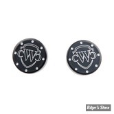 - CACHES AXE DE ROUE AVANT - SOFTAIL M8 18UP - CULT WERK LOGO - NOIR - HD-BRO036