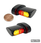 CLIGNOTANT A LEDS - HEINZ BIKES - Winglet MICRO 3in1 - LED TURN SIGNALS / POSITIONLIGHT / STOP - 3 FONCTIONS - CORPS NOIR / CABOCHON FUME