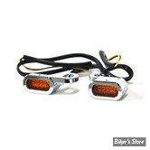 1 - CLIGNOS FASTLINE - BELOW BAR LED TURN SIGNAL - MCS - SPORTSTER 14/22 - CORPS : CHROME / CABOCHON : ORANGE