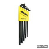  JEU DE CLEFS ALLEN - BTR US / BOULE A 15° - BONDHUS - STUBBY ALLEN HEAD / BALL-END WRENCH SET / US SIZES - 13 PIECES