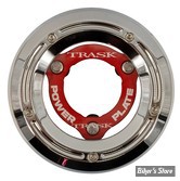 ECLATE I - PIECE N° 25 - COUVERCLE D EMBRAYAGE - OEM 25414-99 - TRASK -AVEC POWER PLATE - FINITION : CHROME / POWER PLATE : ROUGE - TM-0052-CH-RD