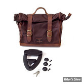 SACOCHE LONGRIDE - CLICK-ON OLD CHOPPER SADDLEBAG WAXED COTTON - 9.50 LITRES - MARRON