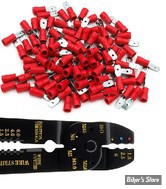 COSSE COULISSANTE - Calibre 0.5 A 1 MM - LARGEUR : 6.35MM / 1/4" - ROUGE - MALE - A PINCER - LES 100 PIECES