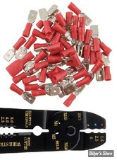 COSSE COULISSANTE - Calibre 0.5 A 1 MM - LARGEUR : 4.8MM / 3/16" - ROUGE - MALE - A PINCER - LES 50 PIECES