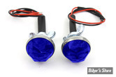 REFLECTEUR / CATADIOPTRE -Ø 25.40 MM - V-TWIN - GLASS LICENSE PLATE REFLECTORS SET - COULEUR : BLEU - AVEC ECLAIRAGE LED