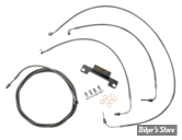 + 10" - KIT CABLES ET DURITE DE FREIN DE GUIDON RALLONGES - TOURING FLHT/FLHR 21/23 ABS - LA CHOPPERS - STANDARD - INOX - LA-8056KT-08