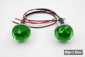 REFLECTEUR / CATADIOPTRE -Ø 25.40 MM - V-TWIN - GLASS LICENSE PLATE REFLECTORS SET - COULEUR : VERT - AVEC ECLAIRAGE LED