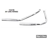 - ECHAPPEMENT - EARLY SHOVEL 66/69 - TAPERED EXHAUST (38") Over-The-Transmission - PAUGHCO - CHROME - 724CTM