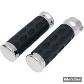 POIGNEES - DRAG SPECIALTIES - TIRAGE PAR CÂBLES HD 82UP / 1" - CUSTOM RUBBER - CHROME