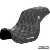 - SELLE SADDLEMAN - DYNA 06/17 - SEAT PRO SERIE SDC - DOUBLE DIAMOND - NOIR / COUTURES BLANCHES - SC80604WHI