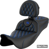 - SELLE SADDLEMEN - ROADSOFA™ LS SEAT - EXTENDED REACH - TOURING 08UP - NOIR / COUTURES : BLEU - AVEC DOSSIER - 808-07B-184B1