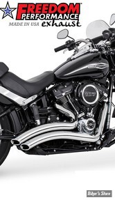 - ECHAPPEMENT - FREEDOM PERFORMANCE - SOFTAIL M8 - SHARP CURVE RADIUS - CHROME / EMBOUTS BISEAU  : CHROME - HD00701