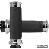 POIGNEES AVON - AVON CUSTOM CONTOUR GRIPS - NOIR / EMBOUT : CHROME - 955922 / CC-85-CH