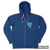 SWEAT SHIRT ZIPPE A CAPUCHE - BILTWELL - ANVIL - COULEUR : BLUE / BLEU - TAILLE : M