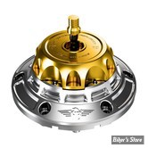 BOUCHON - TOURING 2024UP - OEM 61001120 - HEINZ BIKES - HeinzBikes Performance vented gas cap set - BASE : ARGENT / BOUCHON : DORE - HB-PVGC-T25-BG