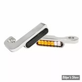 2 - CLIGNOS HEINZ BIKES - STRIPES BELOW BAR TURN SIGNAL - DYNA 91/17  - 2 FONCTIONS - CORPS CHROME / CABOCHON FUME - HBTS-FXSB-HC-C-PL