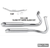 - ECHAPPEMENT - EARLY SHOVEL 66/69 - SLASH CUT EXHAUST (38")  - PAUGHCO - CHROME - 723-1-2M