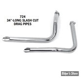 - ECHAPPEMENT - EARLY SHOVEL 66/69 - DRAG PIPES (34") - PAUGHCO - CHROME - 724