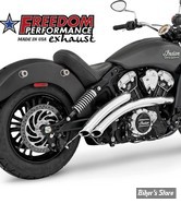 ECHAPPEMENT -  FREEDOM PERFORMANCE - INDIAN SCOUT - RADICAL RADIUS 2 EN 2 - SLASH-CUT - CHROME / EMBOUTS CHROME - IN00074