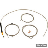 + 15" / + 17" - KIT CABLES ET DURITE DE FREIN DE GUIDON RALLONGES - TOURING FLHX/FLHXSE/FLTRXSE 23UP - LA CHOPPERS - INOX - KIT STANDARD - LA-8059KT-16