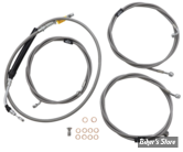 + 12" / 14" - KIT CABLES ET DURITE DE FREIN DE GUIDON RALLONGES - TOURING FLHT/FLHR 21UP ABS - LA CHOPPERS - STANDARD - INOX - LA-8056KT-13