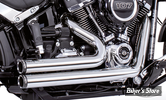 - ECHAPPEMENT - FREEDOM PERFORMANCE - SOFTAIL M8 - INDEPENDANT / SHORTY - CHROME / EMBOUTS  : NOIR SCULPTE - HD00733