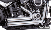 - ECHAPPEMENT - FREEDOM PERFORMANCE - SOFTAIL M8 - INDEPENDANT / SHORTY - CHROME / EMBOUTS  : NOIR SCULPTE  -