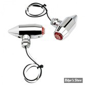 CLIGNOTANT A LEDS - CLIGNOS MICRO BULLET - JOKER MACHINE - VEGA - FAISCEAU INTERNE AU GOUJON - CORPS : CHROME / ECLAIRAGE : ROUGE