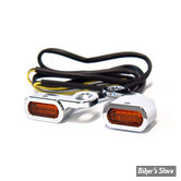 1 - CLIGNOS FASTLINE - BELOW BAR LED TURN SIGNAL - MCS - SOFTAIL 00/14 / DYNA 99/17 / SPORTSTER 96/03 - CORPS : CHROME / CABOCHON : ORANGE - NEUF - NI REPRIS - NI ECHANGE 