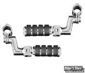 KYN - REPOSES PIEDS - KURYAKYN - OFFSET HIGHWAY PEGS - AVEC REPOSES PIEDS : ISO LARGE- POUR TUBES DE 1 1/4" (32MM) DE DIAMÈTRE - CHROME - 7999