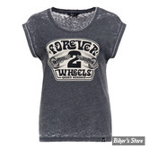TEE-SHIRT - QUEEN KEROSIN - FOREVER 2 WHEELS - ANTHRACITE - TAILLE S
