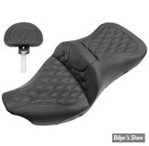 - SELLE CHAUFFANTE SADDLEMEN - ROADSOFA LS SEAT - EXTENDED REACH - TOURING 08UP - NOIR / COUTURES : NOIR - AVEC DOSSIER - 808-07B-184BRHC