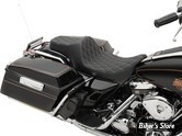 SELLE DRAG SPECIALTIES - PREDATOR III SEAT - TOURING FLHR 97/07 / FLHX 06/07 - DOUBLE DIAMOND NOIR / COUTURES : ARGENT - 0801-1130