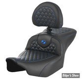 - SELLE SADDLEMEN - ROADSOFA™ HC - TOURING 2023UP - NOIR / COUTURES : BLEU - AVEC DOSSIER - 823-07-189B1