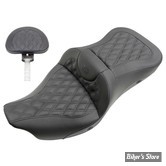 - SELLE CHAUFFANTE SADDLEMEN - ROADSOFA LS Full Lattice Stitch -  TOURING TRI-GLIDE 09UP - NOIR / COUTURES : NOIR - AVEC DOSSIER - 808-07B-182TBRH