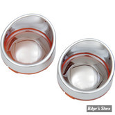 CASQUETTES DE CLIGNOTANTS TYOE VISIÈRE AVEC CABOCHON - DRAG SPECIALTIES - CERCLAGE : CHROME / CABOCHON : MIROIR FUMÉ - L22-6828AC