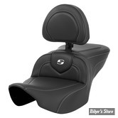 - SELLE SADDLEMEN - ROADSOFA CF STITCHING - TOURING 2023UP - NOIR CARBON FIBER / COUTURES : ARGENT - AVEC DOSSIER - 823-07-185BR