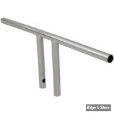 GUIDON CUSTOM - DRAG SPECIALTIES - T-BAR STRAIGHT - HAUTEUR : 8" - AVEC EMPREINTES / TBW  - CHROME