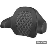 DOSSIER DE TOUR PACK - KING - TOURING 14UP - SADDLEMEN - Roadsofa™ LATTICE STITCH Tour Pack Backrest Pad - FIBRE DE CARBONE - NOIR  / COUTURES : BLANCHES - 814-07-20706