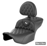 - SELLE SADDLEMEN - ROADSOFA LS  LATTICE STITCH - EXTENDED REACH SEAT - TOURING 2023UP - NOIR / COUTURES BLANCHE - AVEC DOSSIER - 823-07-184B6
