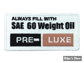 ECUSSON/PATCH - V-TWIN - SAE 60 WEIGHT OIL - TAILLE : 3" X 1" 1/2 ( 7.62 CM X 3.80 CM ) - LA PAIRE