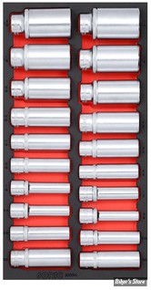 BOITE A OUTILS -  US / INCH - SONIC - CARRE DE 1/2" - SOCKET SET. 20-PIECE. US/SAE SIZES - 20 PIECES - 302004